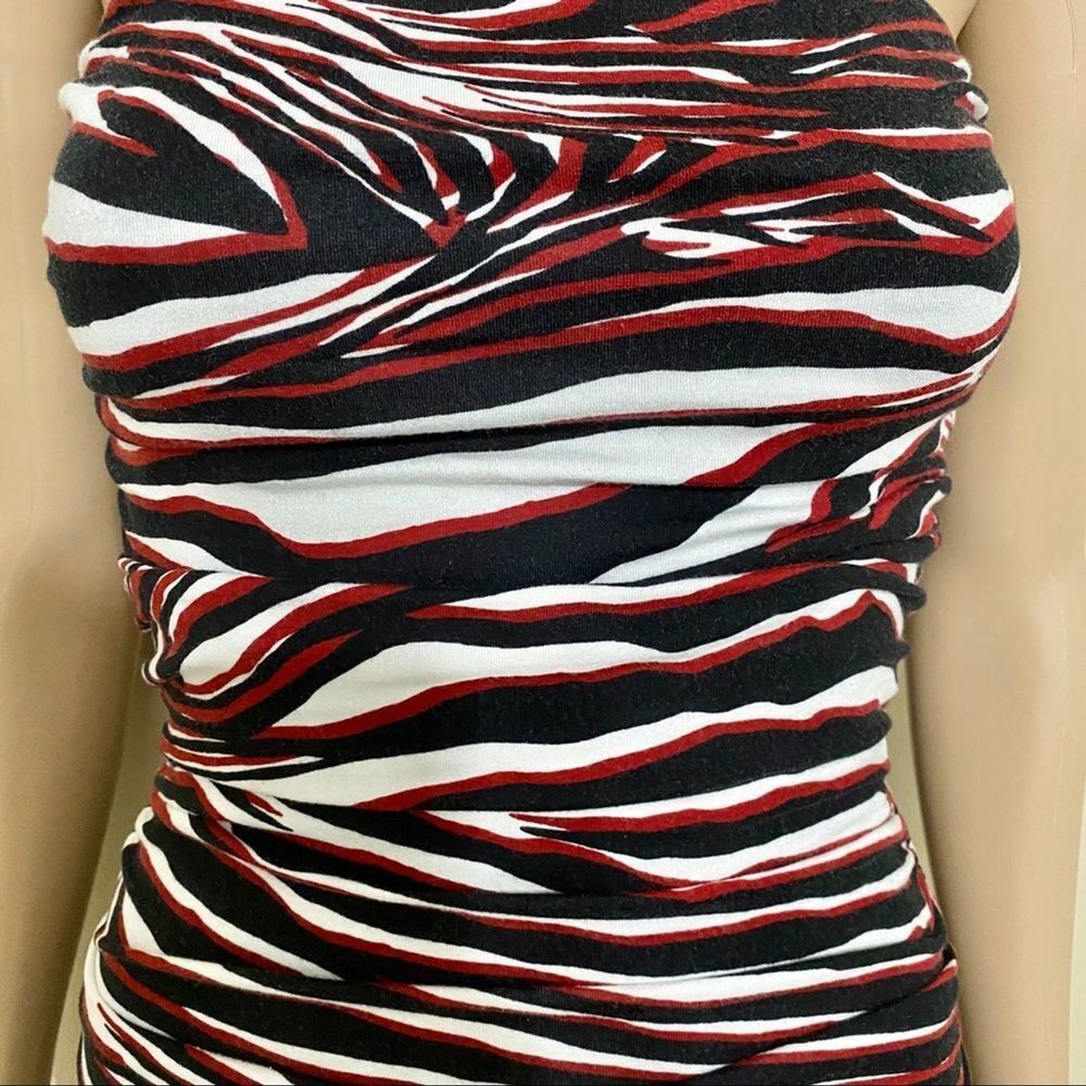 Express Zebra Print Black, Red And White Dress - image 3